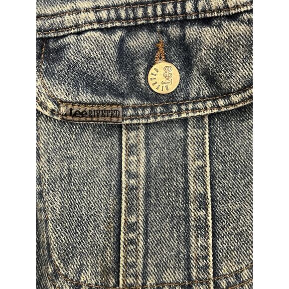 Vintage Lee Riveted Denim Jacket XXL USA Made 90s Trucker Jean Coat - Picture 2 of 6
